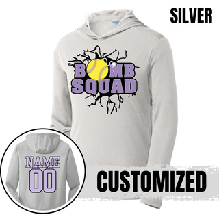 Silver Bomb Squad Yellow Softball Logo PosiCharge Competitor hoodie with front and back views