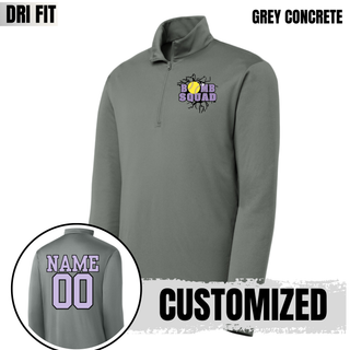 Grey Concrete Bomb Squad Yellow Softball Logo PosiCharge quarter-zip with optional back name and number