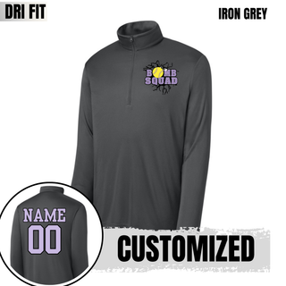 Iron Grey Bomb Squad Yellow Softball Logo PosiCharge quarter-zip with optional back name and number