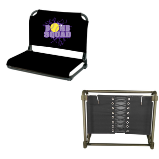 Bomb Squad Yellow Softball Logo stadium seat front and back views