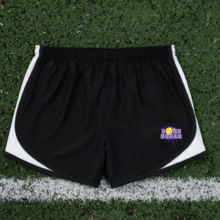Black and White Bomb Squad Yellow Softball Logo women’s Cadence performance shorts