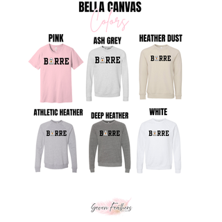 Boo Barre Halloween Dance Top long sleeve and crewneck color options in pink and ash grey