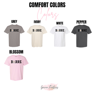 Boo Barre Halloween Dance Top graphic tee color options in grey, ivory, and blossom