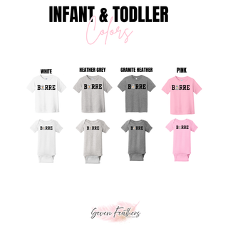 Boo Barre Halloween Dance Top infant onesie and toddler tee color options in white and pink