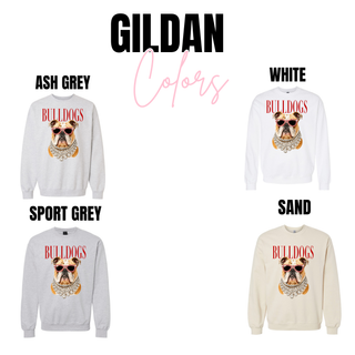 Bulldogs Glam Shirt - ash grey, white, sport grey, sand Gildan crewneck options
