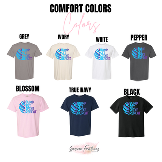 Comfort Colors tee Bump Set Spike Repeat in grey, ivory, white, pepper, blossom, true navy, black
