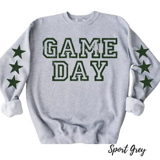 Green Distressed Game Day Crewneck