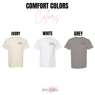 Comfort Colors color chart for Coffeegrl top in ivory, white, and grey
