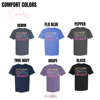 Comfort Colors every leaf has a story so does every dance color chart in denim, flo blue, pepper, true navy, grape, and black