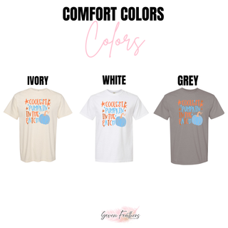 Coolest pumpkin in the patch top graphic tee color options including ivory white and grey