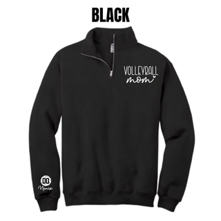 Black quarter-zip with VOLLEYBALL mom lettering on the chest and a volleyball graphic with custom number and name on the sleeve