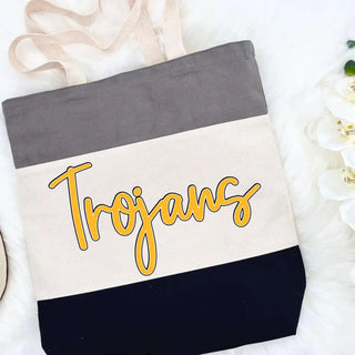 Topeka High Trojans Script Name Colorblock Tote Bag V2