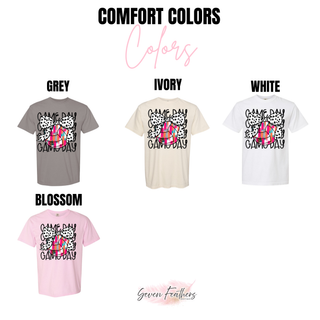 Comfort Colors short sleeve tee color options for game day volleyball bow graphic in grey and ivory
