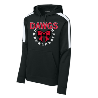 Dawgs Cheerleading Bow Circle fan favorite hoodie in black and white with bow circle graphic on front
