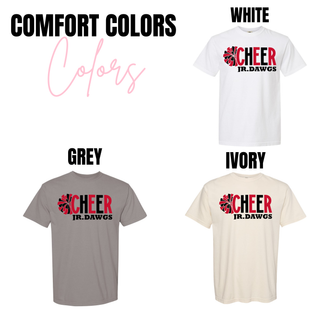 Dawgs Pom Pom Cheer Shirt Gildan crewneck in ash grey, white, sport grey, sand