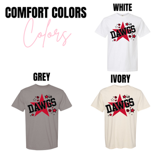 Dawgs Star Cheer Shirt Comfort Colors tee in white, grey, ivory