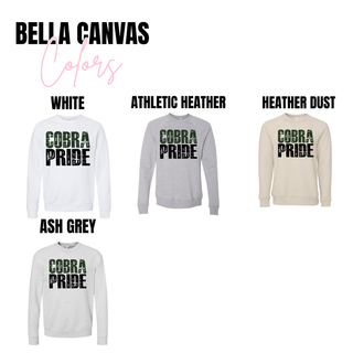 Distressed Days Cobra Pride V2 Bella Canvas color options: white, athletic heather, heather dust, and ash grey