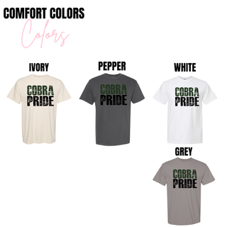 Distressed Days Cobra Pride V2 Comfort Colors options: ivory, pepper, white, and grey