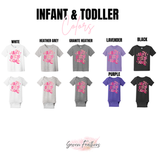 Distressed girly Sassy Little Soul infant and toddler color options white heather grey granite heather lavender purple black
