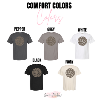 Distressed Leopard Volleyball Shirt Comfort Colors tee in pepper, grey, white, black, ivory