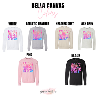 Bella Canvas color options for the Eat Sleep Soccer Repeat Top