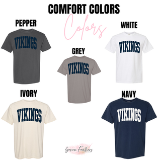 Faded Distressed Seaman Vikings Top Comfort Colors tees in pepper, white, grey, ivory, and navy