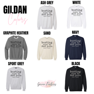 Thank a farmer sweatshirt busting ours to feed yours crewneck graphite sand navy