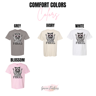 Comfort Colors tee color options in grey, ivory, white, and blossom
