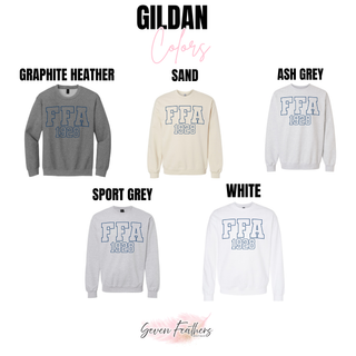 FFA Knock Out top crewneck sweatshirt color options including graphite heather sand ash grey sport grey and white