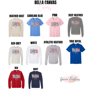 Firecracker Doodle Nana Bella Canvas colors heather dust carolina blue pink deep heather ash grey white true royal red navy

