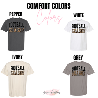 Football Season Leopard Comfort Colors color chart Pepper White Ivory Grey