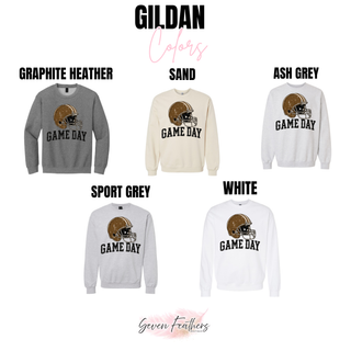 Game Day football helmet Gildan color chart graphite heather sand ash grey sport grey white
