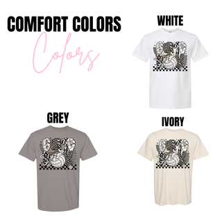 Comfort Colors Game On Volleyball tops in white, grey, and ivory with mixed print GAME ON lettering and volleyball design
