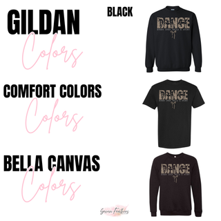 Gildan, Comfort Colors, and Bella Canvas dance every step tells a story color chart in black
