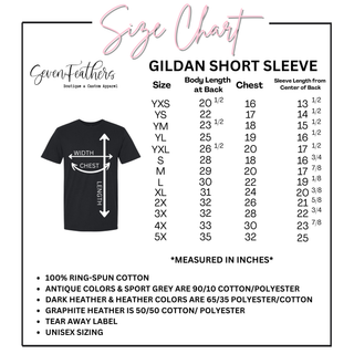 Gildan short sleeve size chart