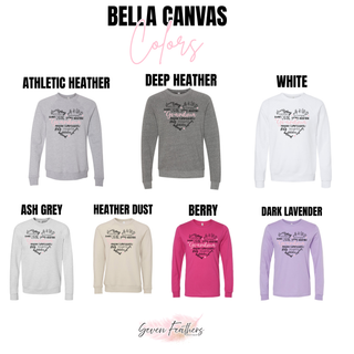 Bella Canvas grandma word heart top in athletic heather, deep heather, white, ash grey, heather dust, berry, and dark lavender
