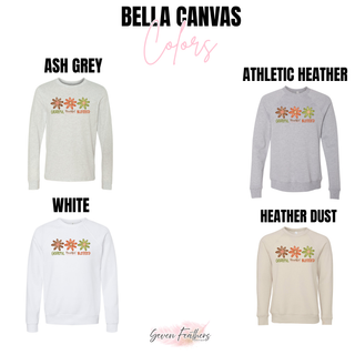 Bella Canvas color options for the Grateful Thankful Blessed design: ash grey, athletic heather, white, and heather dust