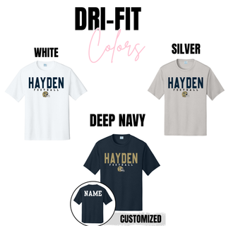 Hayden Football Block Helmet Dri-Fit performance top color chart white silver deep navy customized
