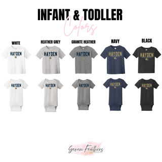 Hayden Football Block Helmet infant and toddler color chart white heather grey granite heather navy black
