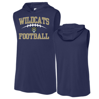 Hayden Wildcats Arch Football Competitor Sleeveless Hoodie - Navy Sport-Tek front and back
