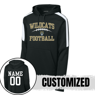 Hayden Wildcats Arch Football Fan Favorite Hoodie - Black white with custom name and number on back
