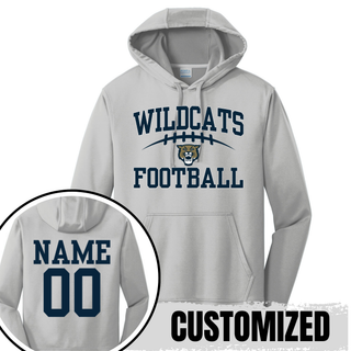Hayden Wildcats Arch Football Performance Hoodie - Silver with custom name and number on back
