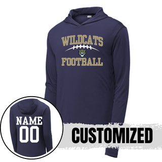 Hayden Wildcats Arch Football PosiCharge Competitor Hoodie - Navy with custom name and number on back
