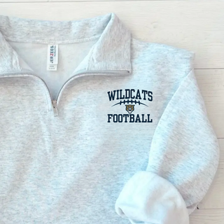 Hayden Wildcats Arch Football Quarter Zip Pullover - Ash grey Jerzees lifestyle flat lay
