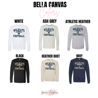 Hayden Wildcats Arch Football Top Bella Canvas crewneck colors - white ash grey athletic heather black heather dust navy
