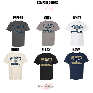 Hayden Wildcats Arch Football Top Comfort Colors tee colors - pepper grey white ivory black navy
