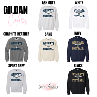 Hayden Wildcats Arch Football Top Gildan crewneck colors - ash grey white graphite heather sand navy sport grey black
