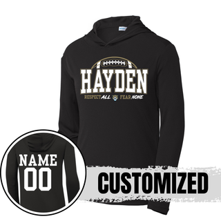 Black Sport-Tek PosiCharge Competitor Hoodie with Hayden Wildcats Arch design and custom back print
