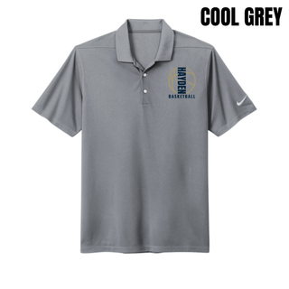 Cool Grey Dri-FIT Micro Pique Polo with Hayden Basketball Full Court graphic on the left chest