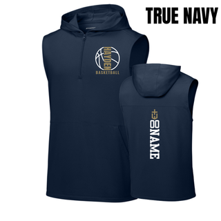 True Navy Hayden Wildcats Basketball Full Court sleeveless hooded quarter-zip, shown from the front and back